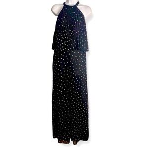 Zara Polka Dot Cape Halter Flared Jumpsuit Size XS